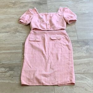 Elegant Pink Two-Piece Skirt Set